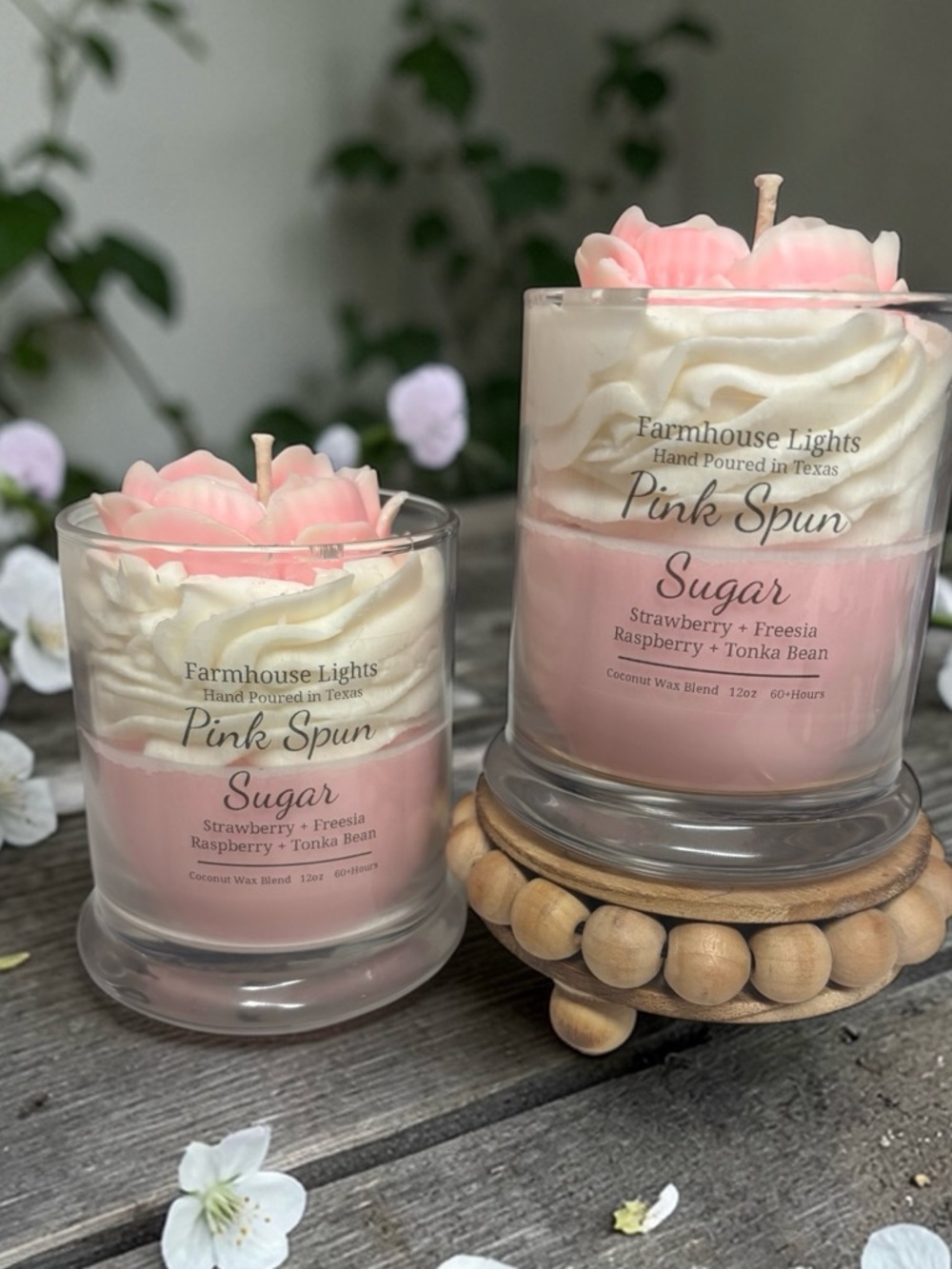 Pink spun sugar candles